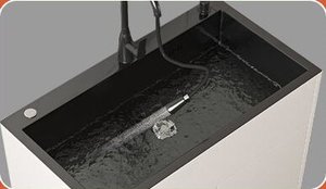 Meuble d'évier de cuisine autoportant avec évier en acier inoxydable nano noir et portes de rangement, évier utilitaire robuste - Product Image 6