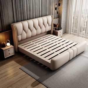 Итальянская роскошная кровать размера "Queen/King-Size" мягкая обивка для хранения удобная компактная дизайнерская высококачественная мебель для спальни - Product Image 2