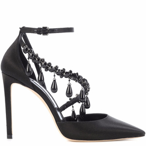 Scarpe da Sposa con Tacco Alto in Argento con Cristalli e Strass, Punta Aperta - Product Image 4