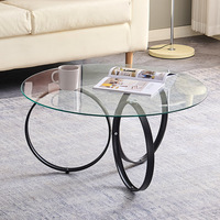 Table basse en verre trempé avec structure métallique, design minimaliste italien, table d'appoint en forme de donut pour salons, meubles de salon