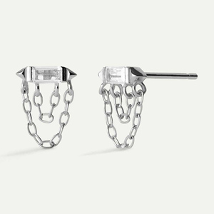 Gemnel Fashion - <span class=keywords><strong>Aretes</strong></span> <span class=keywords><strong>de</strong></span> <span class=keywords><strong>Plata</strong></span> <span class=keywords><strong>de</strong></span> Ley 925 con Cadena para Mujer - Product Image 6