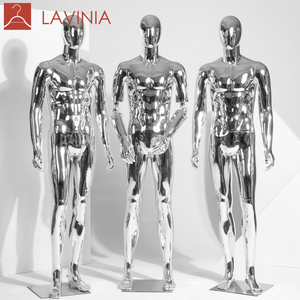 <span class=keywords><strong>Mannequin</strong></span> <span class=keywords><strong>homme</strong></span> adulte Lavinia Chrome Gold, corps entier avec tête et base en plastique pour l'affichage de vêtements en boutique - Product Image 1