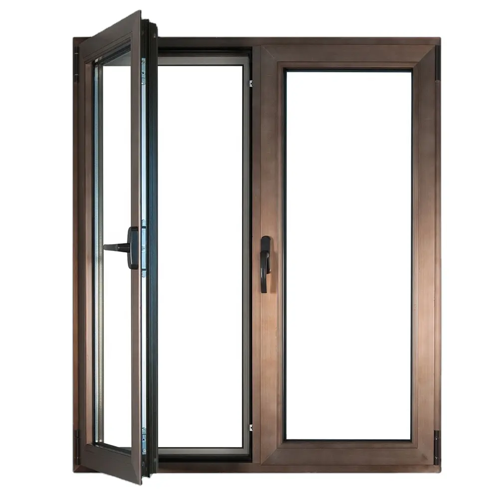 Ghana bronze color sliding aluminium window with mosquito screen