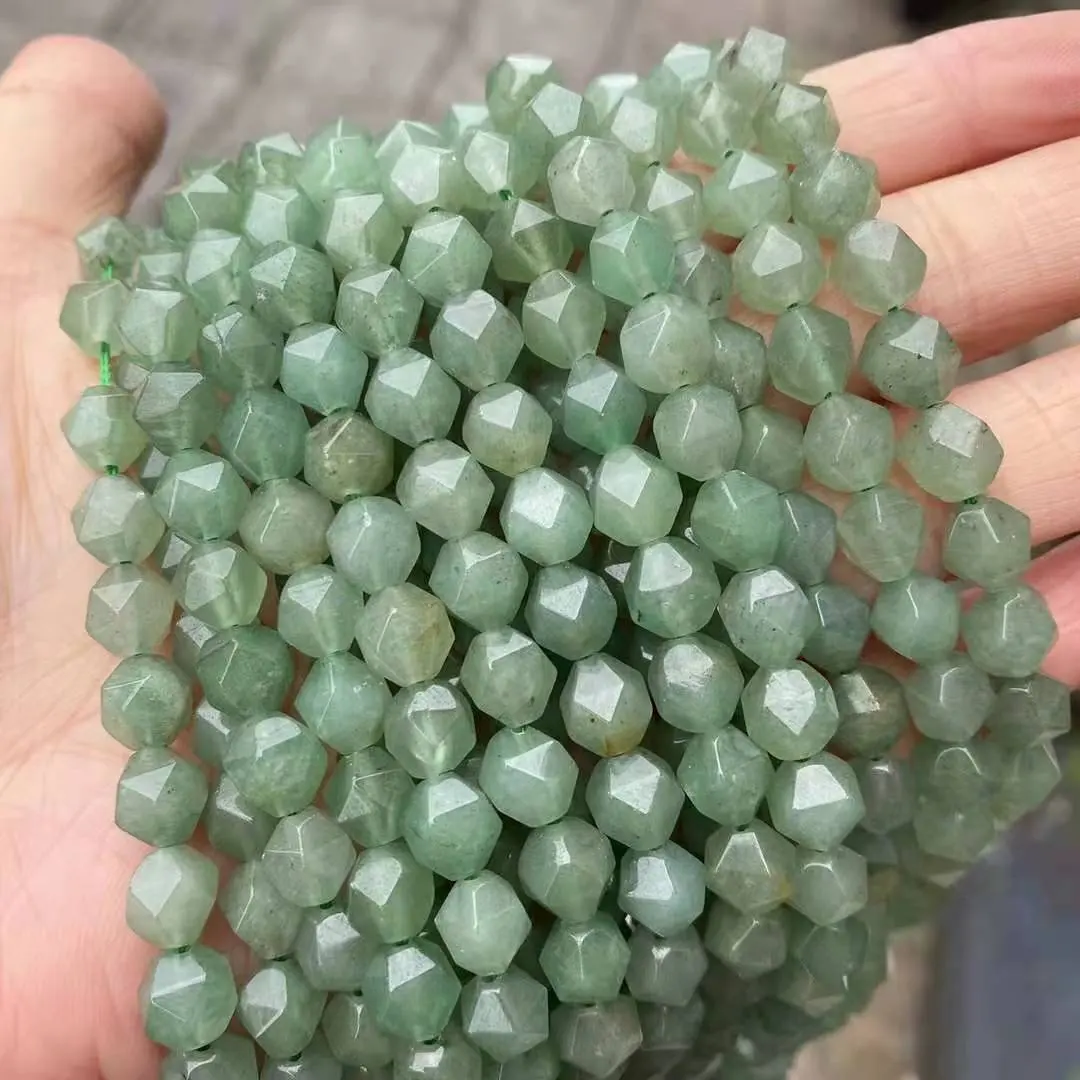 8 mm प्राकृतिक जेड कण हीलिंग क्वार्ट्ज पत्थर रत्न मोती Faceted हरी Aventurine मोती गहने बनाने के लिए