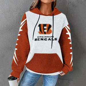 定制辛辛那提孟加拉跨境时尚彩色3D打印长袖春季套头衫连帽衫休闲上衣冬季 - Product Image 1