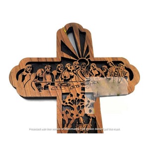 Décoration murale Cadeaux religieux Décorations de Noël Croix de terre sainte en bois d'olivier Croix en bois Décoration murale Croix en bois - Product Image 2