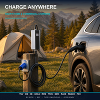 Nouveau chargeur portable pour véhicule électrique Type 2 110-250V AC à courant commutable, écran LCD, IP67, IEC 62752, UK Schuko AU pour prise CEE 7kW