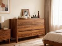 Lemari Laci 6 Laci Modern dengan Sambungan Kayu, Kabinet Penyimpanan Kayu Bergaya Mid-Century untuk Kamar Tidur, Rumah Sakit, Ruang Tamu, Ramah Lingkungan