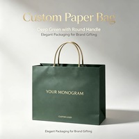 Sac cadeau en papier écologique de qualité supérieure, biodégradable, recyclable, avec poignées plates, estampillage or, logo personnalisé, matériaux recyclés