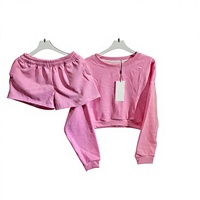 Nouveau style printemps 26 – Sweat-shirt court en pur coton éponge, col rond, manches trois-quarts, respirant et léger