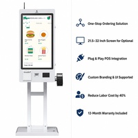 Solution de kiosque de paiement avec imprimante de tickets à écran tactile de 21,5 pouces, lecteur de cartes de crédit POS, kiosque de commande automatique pour restaurant, restauration rapide