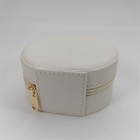 Boîte à bijoux portable simple en cuir LG7235 avec fermeture éclair, rangement de voyage en velours pour boucles d'oreilles, colliers, bracelets et bagues