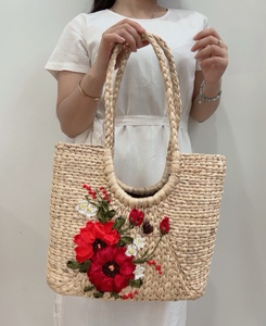 Bolso de hombro ovalado hecho a mano con jacinto de agua Vintage de lujo, dos correas versátiles, cierre abierto Floral, varias flores de moda - Product Image 4