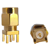 Connecteur coaxial plaqué or SMA-JE en gros, connecteur RF mâle SMA pour PCB, stock d'usine