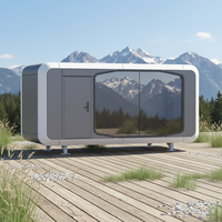 Cabane Apple moderne préfabriquée en acier et polycarbonate, maisonnette mobile sur roues entièrement équipée, pod de jardin, bureau portable, maison de jardin