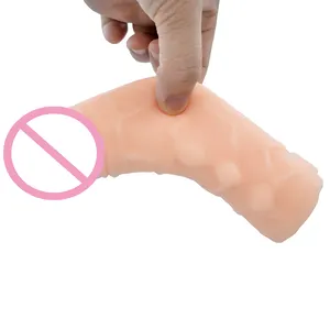 Mainan seks dewasa Dildo silikon realistis harga rendah Dildo dewasa lengan Penis, Dildo dapat dipakai ulang dengan kondom silikon untuk pria