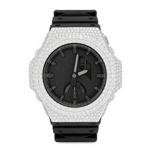 Luxury Round <b>Diamond</b> <b>Watch</b> Stainless Steel Case Rubber Band Analog Quartz Unisex - Product Image 1