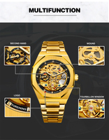 Мужские автоматические часы Winner Forsining 375 375G, серебристые, с 3D-эффектом, полые, светящиеся, механические, для Montre Homme Reloj
