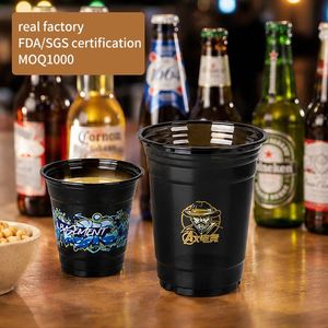 Vasos Desechables de Plástico PET de 10oz con Tapa, Impresión Digital, Logotipo Personalizado, para Ferias Comerciales, Eventos de Degustación, Lanzamientos, Marketing, Tamaño Pequeño - Product Image 1