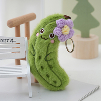 Porte-clés pendentif en peluche créatif, doux et adorable, motif fleur de concombre de dessin animé, rafraîchissant pour l'été, cadeau