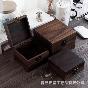 Caja de almacenamiento de joyas de madera cuadrada con tapa abatible, tamaño personalizable para empaques de regalo y organizadores - Product Image 5