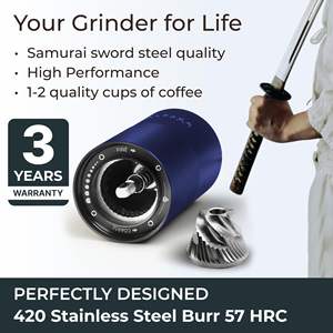 เครื่องบดกาแฟมือหมุน Alpaca Ventures สแตนเลสสตีล แบบกรวยปรับระดับได้ ความจุ 25 กรัม ดีไซน์มินิมอล - Product Image 3