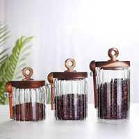 Pot en verre borosilicate pour le stockage des aliments avec couvercle en bois, ensemble de pots de rangement pour la cuisine, pot en verre de haute qualité durable pour le stockage en cuisine avec cuillère