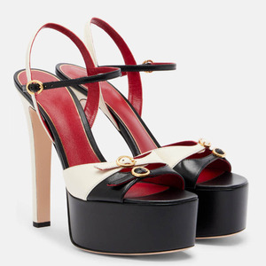 Sandales personnalisées pour femmes à boucles métalliques, plateforme haute, talons épais, avec bride de cheville et patchwork, pour l'été - Product Image 5