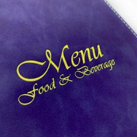 Porte-menu de restaurant en gros, couleur violette, à vis, recto-verso, design de porte-menu alimentaire, porte-menu d'hôtel