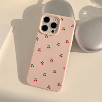 Coque de téléphone en TPU rose cerise mignonne et élégante, style Kawaii, fine, en gel souple, protection pour iPhone 16 Pro, femmes et filles