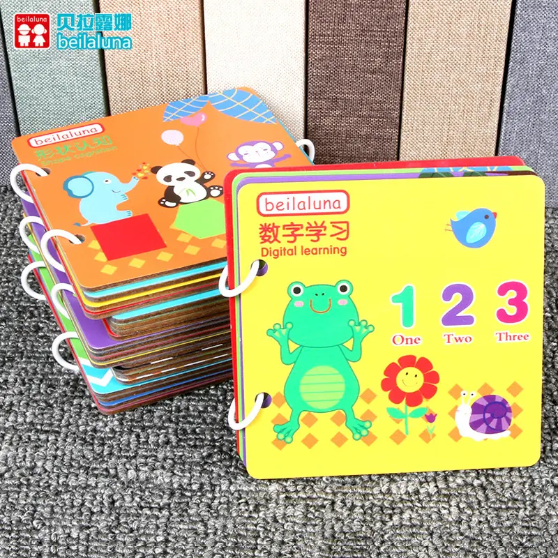 Набор из шести деревянных книг с животными для раннего развития, цифровые буквы, визуальная форма, познавательные Развивающие деревянные игрушки