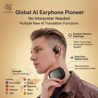 Écouteurs de traduction IA à oreille ouverte, oreillettes de traduction linguistique à clipser, traducteur vocal en temps réel pour les voyages et les réunions