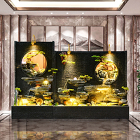 Fuente de resina feng shui antigua, fuente de interior, cascada con luz Led