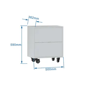 Meuble de coffre à 2 tiroirs Meuble de maison/bureau sans poignée Tiroirs de coffre en aluminium Unités de rangement mobiles