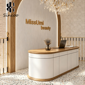 Comptoir de réception moderne pour <span class=keywords><strong>salon</strong></span> de beauté, table de présentation incurvée de luxe pour spa et <span class=keywords><strong>salon</strong></span> de manucure, tailles personnalisées, vente en gros, meilleure vente en Italie - Product Image 3