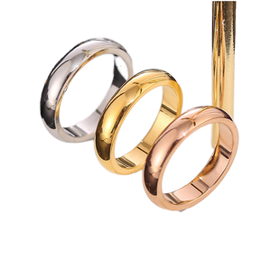 Cincin pertunangan uniseks, cincin pertunangan klasik elegan bahan baja tahan karat warna emas mawar/Platinum berlapis sentuhan akhir halus untuk pasangan - Product Image 1