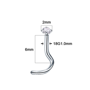 Trâm khuyên mũi thép phẫu thuật 316L 20G/18G, gắn đá CZ, khuyên mũi dạng ốc, trang sức body cho nữ và nam - Product Image 2
