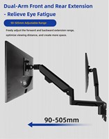 Swelix W3B Autres accessoires informatiques Support mural noir pour écran d'ordinateur portable Support pour bras de rotation à ressort à gaz pour 10-36"