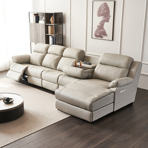 Divano Smart in Pelle di Vacchetta Moderno, Divano Angolare a L per Home Theater e Soggiorno, Divano Reclinabile in Pelle di <span class=keywords><strong>Prima</strong></span> Qualità - Product Image 5