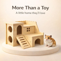 Maison-labyrinthe en bois réutilisable et ajustable pour hamster, avec toboggan amusant et cabane à double étage, pour gerbilles nains, souris, rats et petits animaux