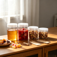 Pot en plastique PET transparent rechargeable de 100 ml, 150 ml, 200 ml, 250 ml pour le stockage de cosmétiques, de bonbons, de biscuits, de noix