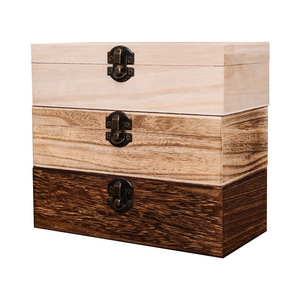 Paulownia Wood Rectangular Storage Box 20x10x6cm Flip Top Jewelry Box <b>Gift</b> Packaging Box <b>Retro</b> Style - Product Image 5