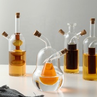 Fournitures créatives à double usage pour casseroles de cuisine en verre Sauce soja et bouteille d'huile/vinaigre scellée 2-en-1 Assaisonnement ménager