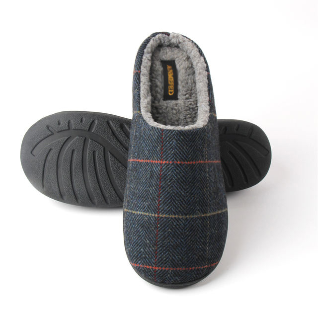 Home Men House Floor Casual Sliders Indoor Cotton Plush Slippers for Men High Quality Casual Slipper Man Winter Plush Slippers