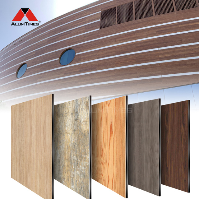 Alumtimes Ceiling Wood Grain Bending Alucobond High Gloss Fireproof Aluminium Composite Panel