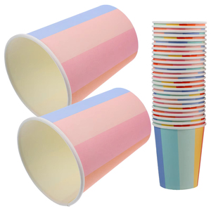 Factory Price Rainbow Paper Cups Plates Disposable Thicken Water Drinking Coffee Juice Banquet Camping Outdoor Activities