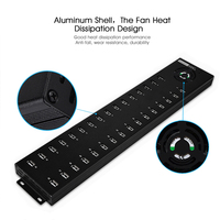 Sipolar A-832 Hub USB 2.0 Industrial de 32 Puertos, Hub de Datos de Alta Potencia de 240W con Interruptores y Adaptador de Corriente para Phone Farm