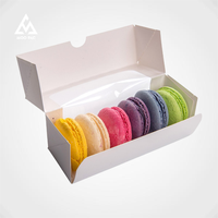 Populaire Mignon Macaron Gâteau Boîte De Qualité Alimentaire Blanc Kraft Boîtes Transparentes Avec Fenêtre Pour Dessert Biscuit Biscuit Emballage