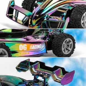 Coche de Carreras RC Estilo Fórmula 1/16 con Ruedas Abiertas, Cromado UV Iridiscente, 5 Canales, Pulverizador de Agua, Batería Recargable, Caja con Ventana, Juguete para Niños de 3+ Años - Product Image 3