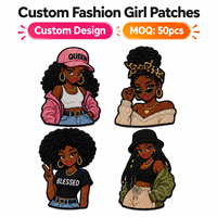 Écussons brodés personnalisés pour filles noires, pour chapeaux, sacs, vestes – Ensemble de badges tendance à l'effigie de personnages magiques pour la vente au détail et la marque